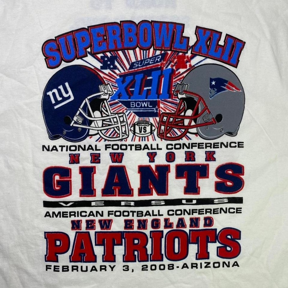2000s 2008  Super Bowl New York Giants x New England Patriots football shirt XXL